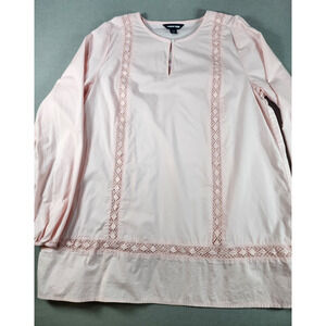 Lands‎ End Womens Tunic Top Large Pink Prairie Cottagecore Lagenlook Staple